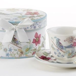 Delton Products Partridge 3.5 inches Porcelain Cup/Saucer in Gift Box, 8135-1